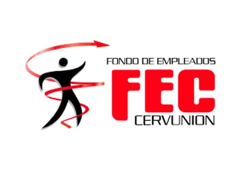 FEC Fondo de Empleados Cervunion logo featuring a stylized black figure with red arrow design