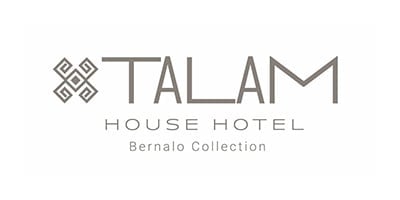 Talám House Hotel logo with geometric pattern and Bernalo Collection text