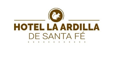 Hotel La Ardilla de Santa Fe logo with brown squirrel icon and decorative text