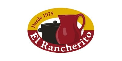 El Rancherito logo featuring a red coffee pot and cup on yellow background with text Desde 1975